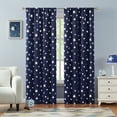 thumbnail image 4 of Hopscotch Jacob Star Foil Room Darkening Curtain Panel Pair 38"x63" - Navy/ Silver, 4 of 5