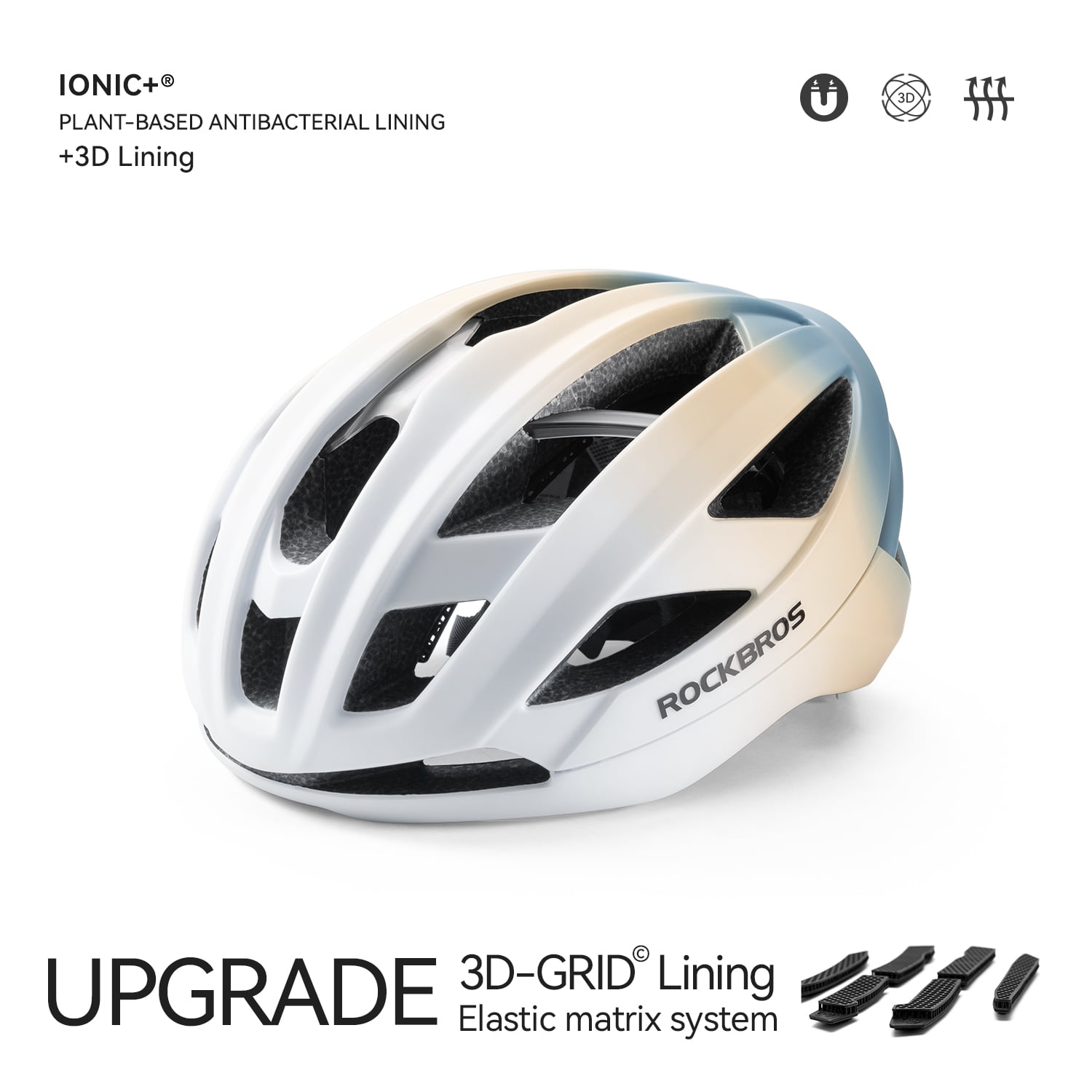 ROCKBROS Cycling Helmet Keel Structure Hardcore Protection One-piece 3D Lining Modling Quick-release Magnetic Buckle Bike Helmet