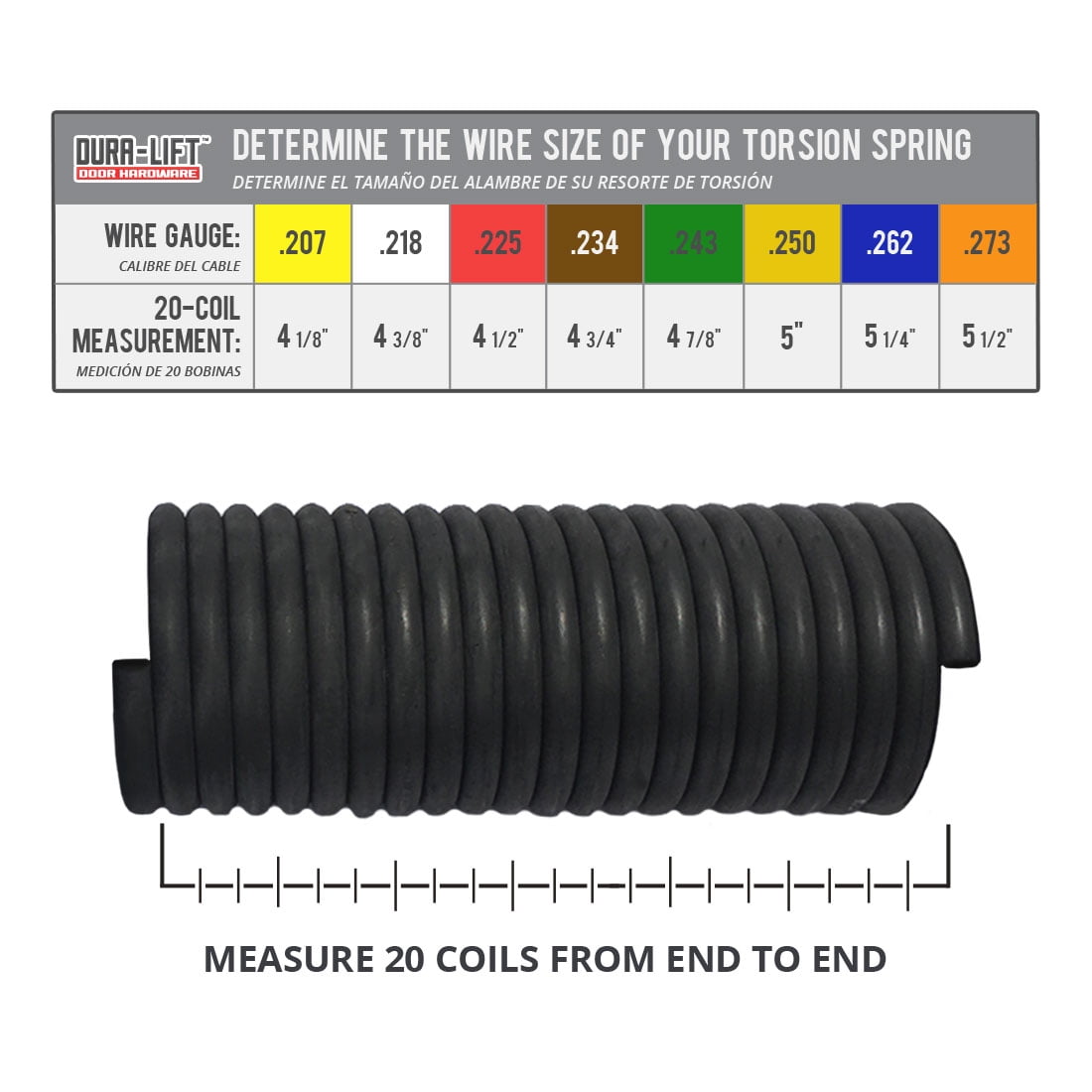 Garage Door Torsion Spring .262 x 2/"