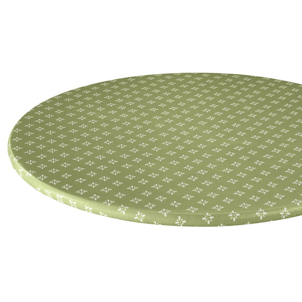 Heritage Vinyl Elastic Table Cover With, Elasticized Table Cover Round
