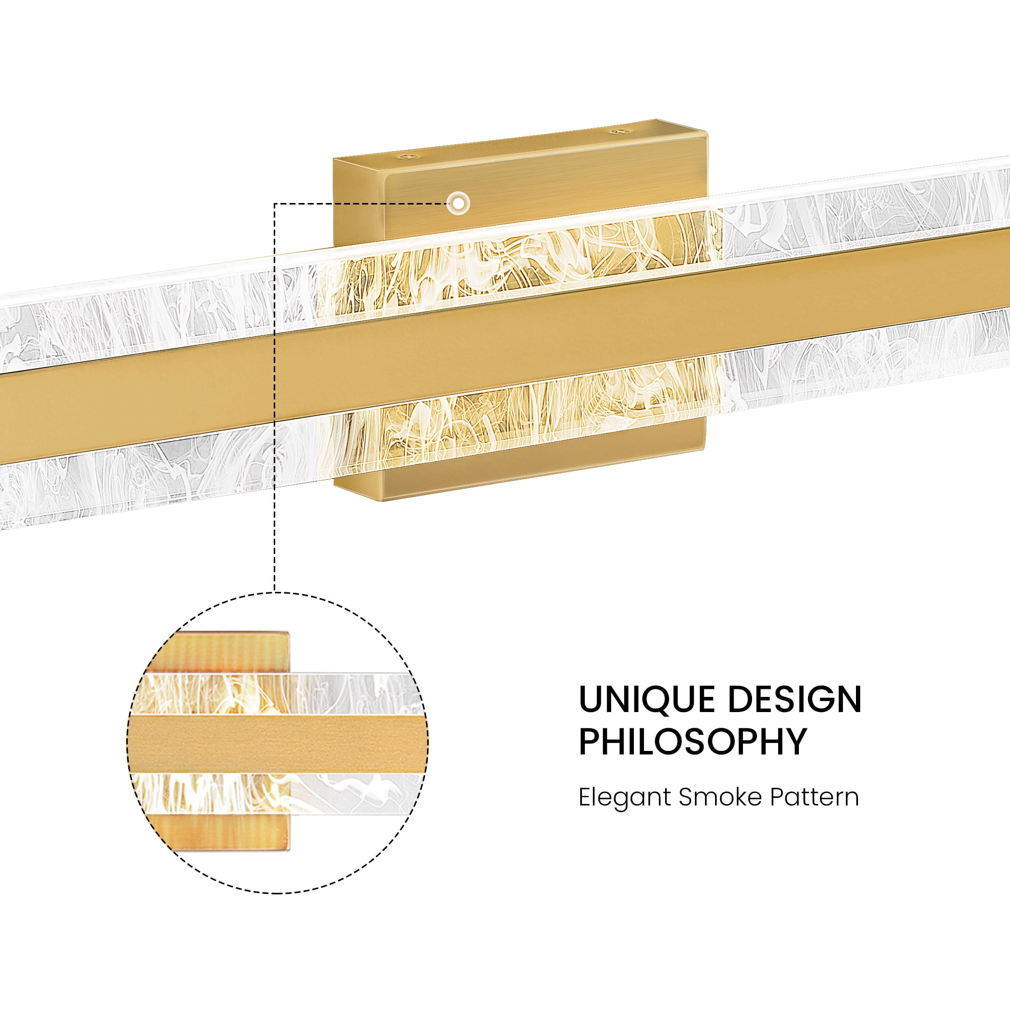 Modern Bathroom Vanity Light Brushed Gold 27 inch Dimmable LED Bath Bar Light Fixtures Over Mirror Wall Sconce Picture Lights for Paintings Cabinets Bedroom