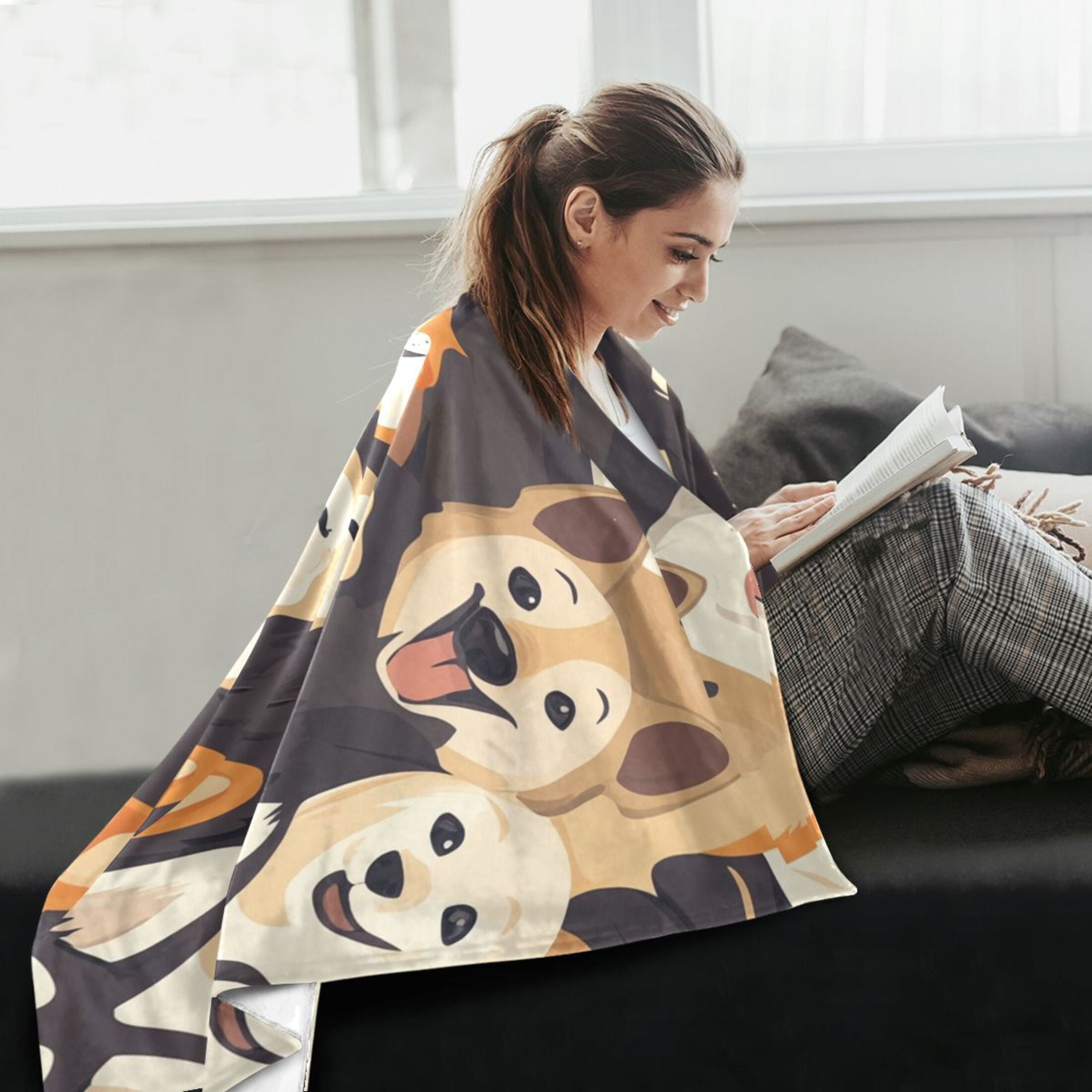 Cute Puppy Dogs Throw Blanket 60" x 90" Soft and Warm Blankets for Couch Sofa and Bed
