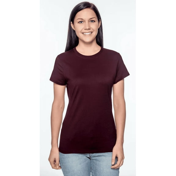 Hanes-Womens Crew Tee-Maroon-5X Large