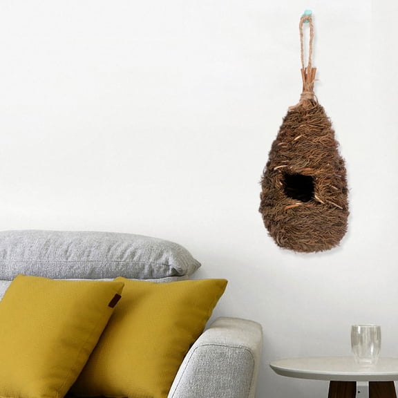 LITINKIMI Rustic Style Green Handwoven Bird House Breathable Durable Shelter for Pet Garden Use