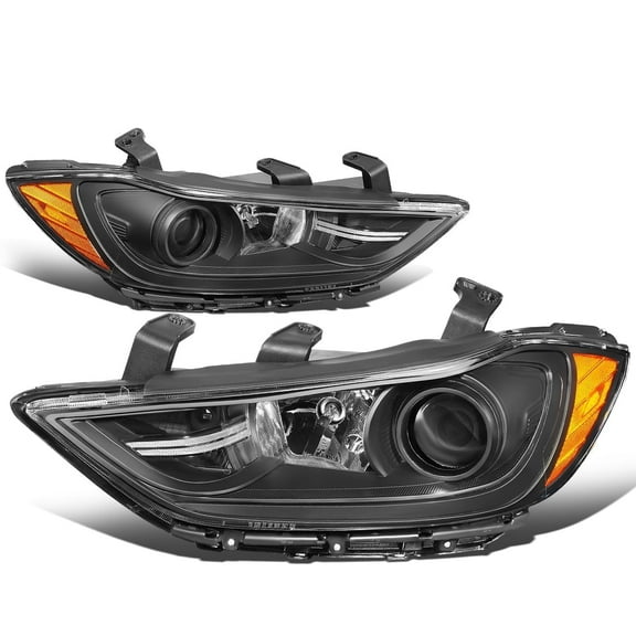 DNA Motoring For 17-18 Hyundai Elantra Black Amber Corner Projector Headlight Lamps Pair