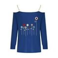 thumbnail image 3 of IROINNID Women's Off-The-Shoulder Loose Comfortable Pullover Print Long Sleeve Trendy Blouses Tops,Blue, 3 of 3
