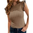 thumbnail image 3 of LANGWYQU Ruffle Puff Sleeve Women Slim Fit Casual Knit Tops Tank Tops, 3 of 5