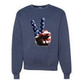 thumbnail image 2 of Wild Bobby, American Flag Peace Sign Hand Pop Culture Unisex Crewneck Graphic Sweatshirt, Vintage Heather Navy, Large, 2 of 3