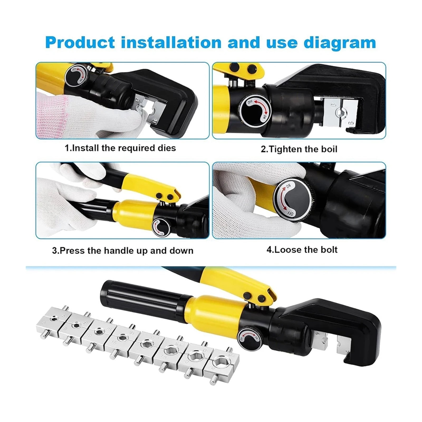 Good Sale Wire Battery Cable Lug Terminal Crimper Crimping Tool Cable Lug Crimper Plier 4-70mm2 Pressure 5-6T ,Professional Tools