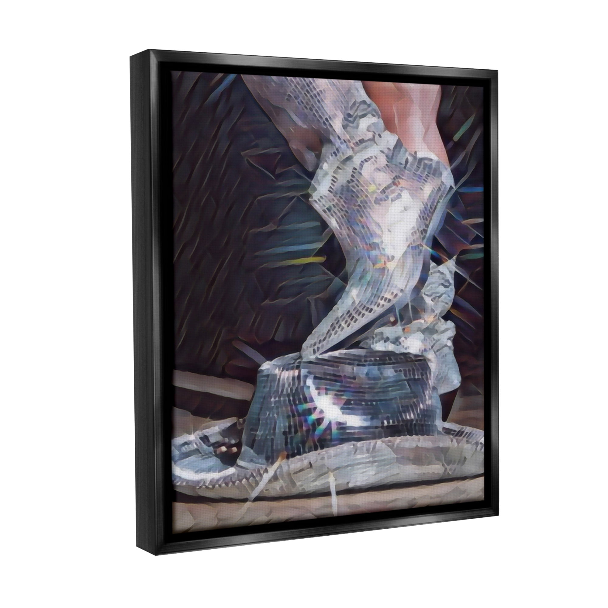 Stupell Industries Disco Sparkles Cowgirl Novelty Painting Black Floater Framed Canvas Art Print Wall Art, 17 x 21