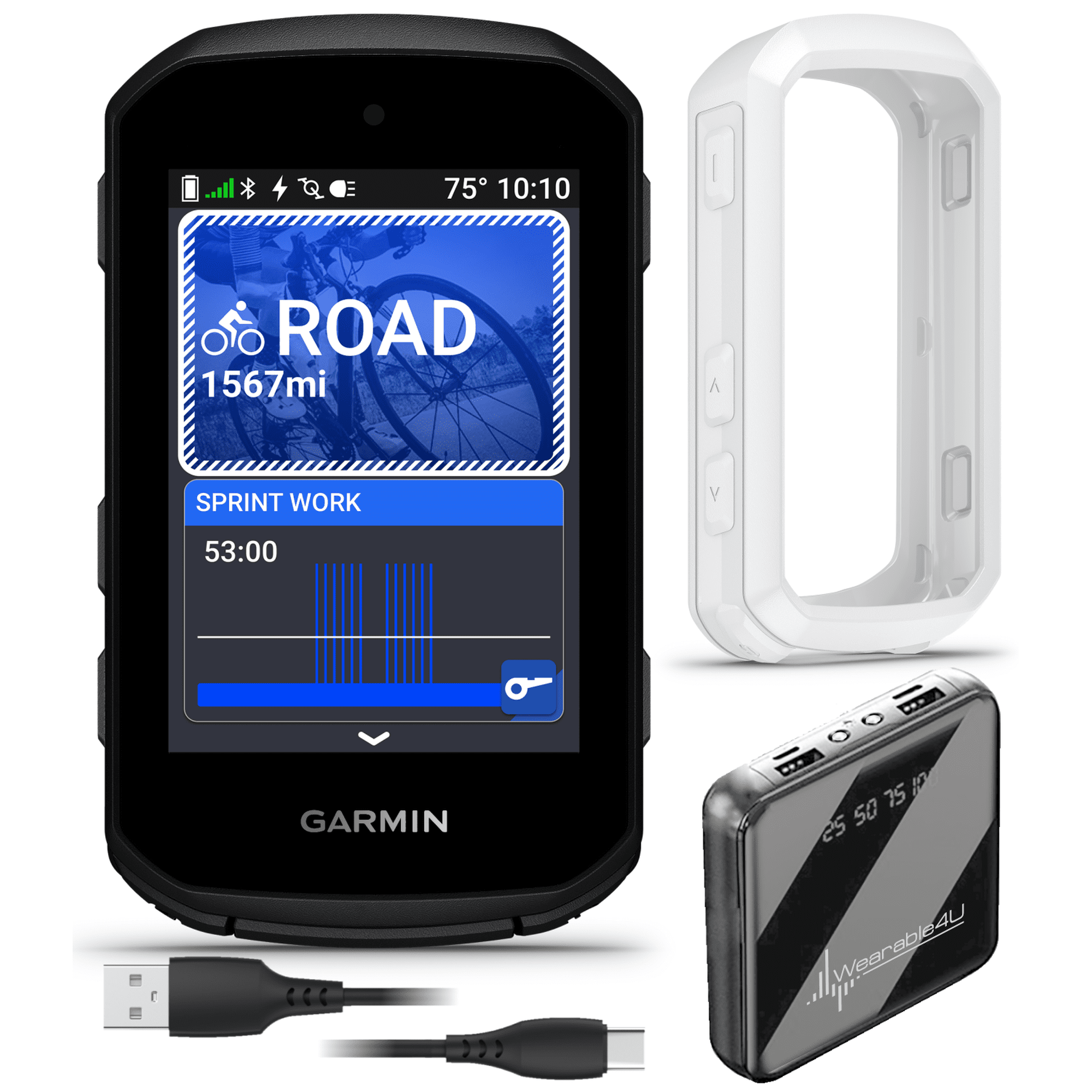 Garmin Edge 550, Compact GPS Cycling Computer, 2.7" Vivid Color Display, Bike-Specific Mapping, Advanced Training & Performance Insights + White Silicone Case w/ Wearable4U PowerBank Bundle