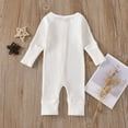 thumbnail image 2 of Nafuu Boys Romper Solid Color Crew Neck Long Sleeve Soft Knit Ribbed Outfit Comfortable Autumn Toddler Clothing Onesies,White,0-3 Months, 2 of 8