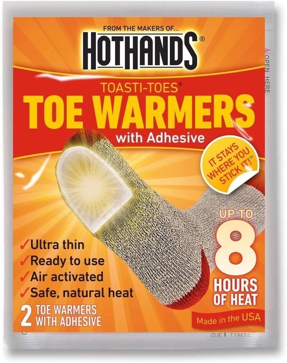 2 x HOTHANDS TOE WARMERS 2PK 8HRS OF HEAT HOT PACK POCKET TRAVEL HEATER 4 PIECES 