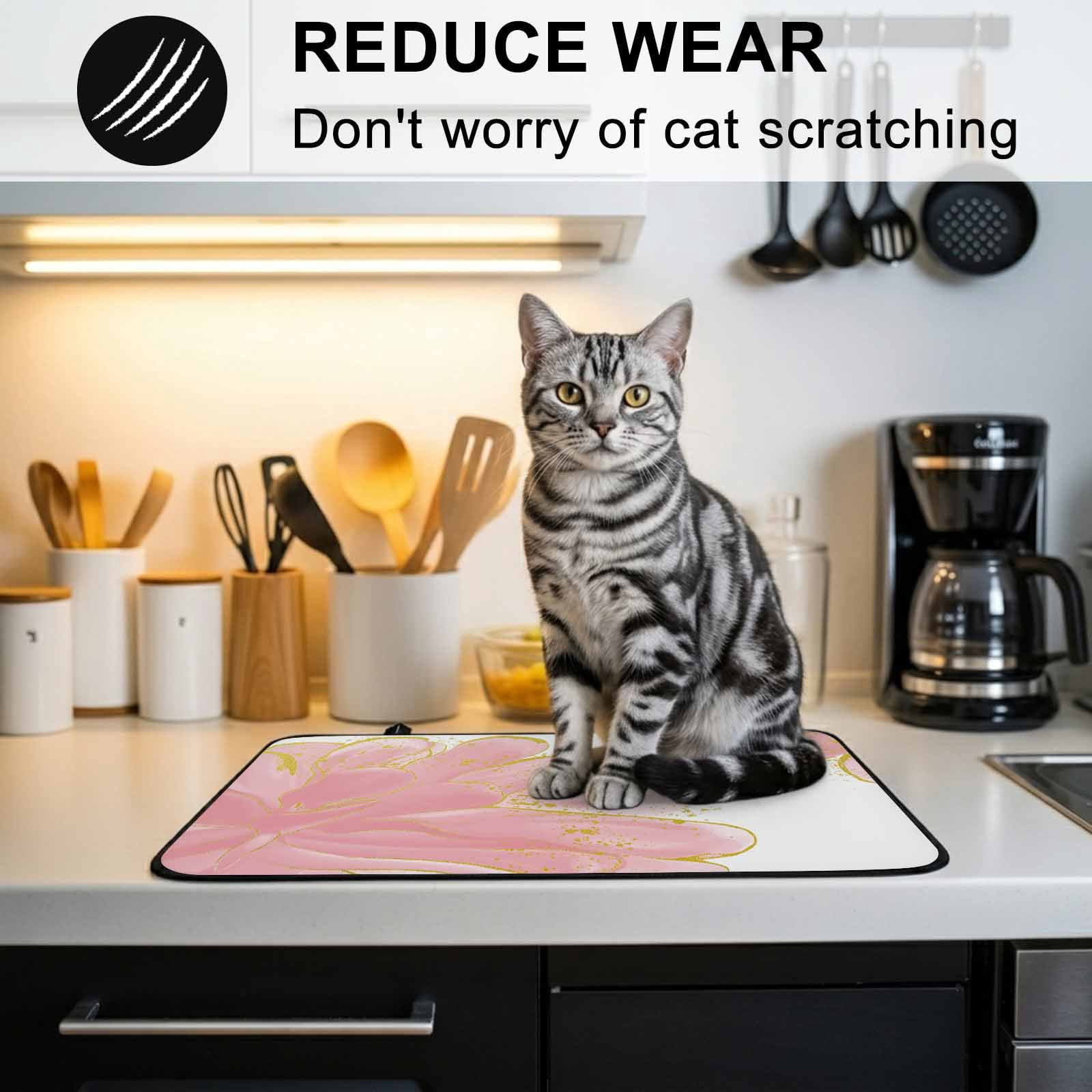 Pink Gold Stove Top Cover for Electric Stove, Heat-proof & Non Slip Glass Top Stove Cover Protector, Boho Modern Abstract Minimalist Aesthetic Flower Kitchen Flat Cooktop Rubber Mat 31x24 Inches