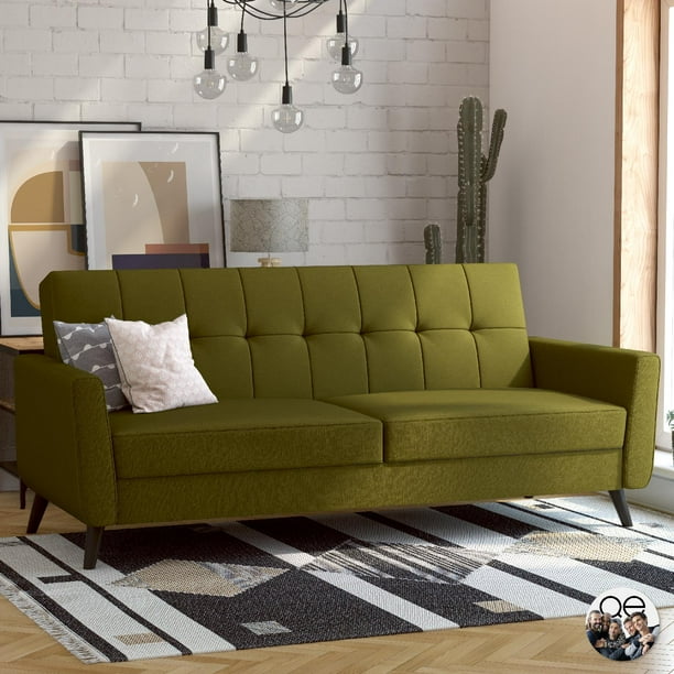 Queer Eye Liam Futon with Storage, Olive Green Linen