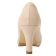 thumbnail image 4 of kkdom Women High Heels Pumps Round Toe Classic Platform Pump Beige Size 5.5, 4 of 7
