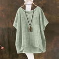 thumbnail image 6 of Dagugfen Cotton Linen Shirts for Women Short Sleeve Crew Neck Lightweight Breathable Casual Tee Shirts with Pocket, 6 of 6