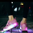 thumbnail image 5 of Zapatillas de skate Ufatansy LED recargables para niños, dobles, rosas, 5 of 5