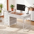 thumbnail image 2 of AODK 40" Computer Desk with 6 Drawers, Corner Computer Desk with Reversible Storage, Modern Home Office Desk for Small Space, Pure White, 2 of 8