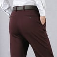 thumbnail image 5 of Htigea Dress Pants for Men Big and Tall Pants Front Flat Work Office Business Pants with Pockets Wine,XXL, 5 of 6