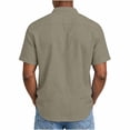 thumbnail image 6 of Cotton Blend Men Short Sleeve /Long Sleeve Button Down Shirts Solid Color Henley Collar Tshirt With Pockets, 6 of 6