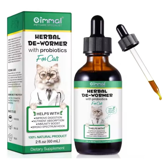 Natural Broad Spectrum Treatment, Herbal Cleanse, Digestive Support for All Cat Breeds, Gut Health, Supplement Drops Enhanced with Probiotics Specifically Formulated for Cats & Kittens