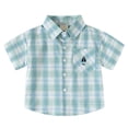 thumbnail image 1 of DXOUPM Chemise à Carreaux à Manches Courtes pour Garçons, Décontractée, Douce, Boutonnée, Hauts d'Été avec Poche Poitrine, 1 of 4