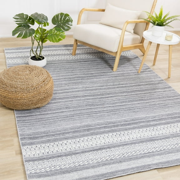 Rug Branch Contemporary Stripes Grey Indoor Area Rug - 8' x 11'
