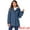 Navy Blue, variant on Women's Parka Drawstring Waist with Faux Fur Hooded Coats L Red