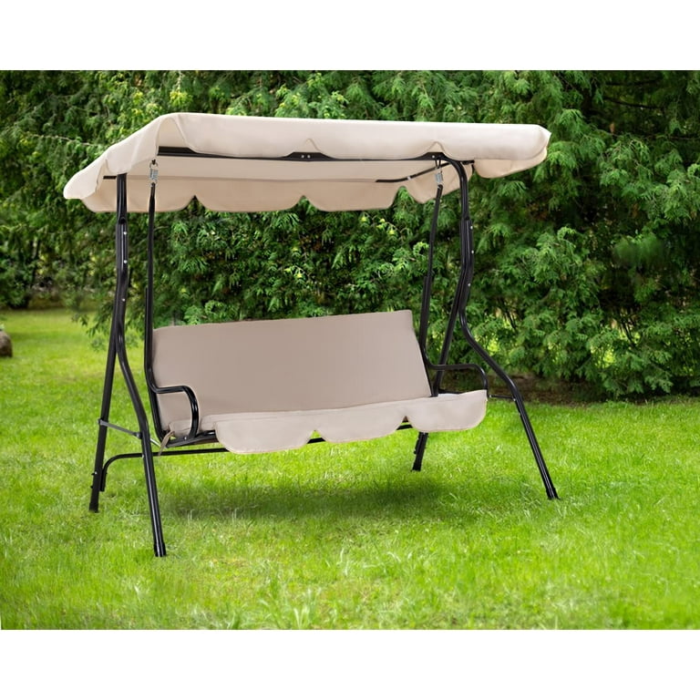 FDW Beige Canopy Porch Swing Glider Hammock Chair for Backyard and Patio Outdoor Use Walmart