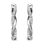 Cate & Chloe Lauren 18k White Gold Plated 22mm Hoop Earrings with Swarovski Crystals for Women