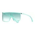 thumbnail image 4 of Pop Color Flat Top Mob Shield Exposed Lens Large Sunglasses Teal, 4 of 4