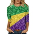 thumbnail image 2 of Mardi Gras Shirt Women Casual Funny Graphic 3/4 Sleeve Party Tee Shirts Round Neck Loose Fitted Festival Tops Trendy Mardi Gras Outfits 2026, 2 of 6