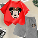 thumbnail image 3 of Conjunto de camisetas y pantalones cortos de verano con estampado de Mickey para niños y adolescentes de 2 a 14 años, camisetas informales de manga corta y cuello redondo, 2 piezas, 3 of 5