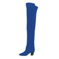 thumbnail image 2 of YDN Women Sexy Closed Pointed Toe Over The Knee Boots Stretchy Block Low Heels Pull On Long Boots Dress Winter Shoes Size 13 Blue, 2 of 4