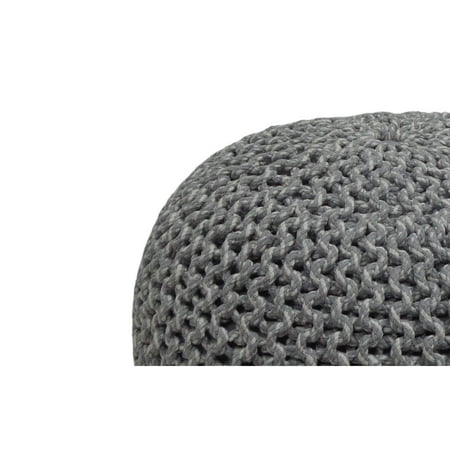 Simpli Home - Nikki Round Contemporary Polystyrene/Knitted Cotton Pouf - Blue/Navy Blue