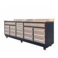 thumbnail image 1 of 20 Drawer Stainless Steel Workbench, 9-Ft, TMG Heavy Series™, Ball Bearing Double Slides & Casters, TMG-WB921S, 1 of 9