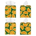 thumbnail image 2 of Lsque Orange Lemon Printed Tissue Box Cover Holder, Facial Paper Organizer Dispenser,Square with Bottom Belt, PVC Leather Decorative Organizer, 2 of 8