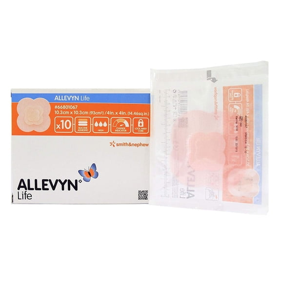 Smith and Nephew 66801067 Allevyn Life Foam Dressing 4" x 4" - Box of 10