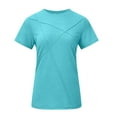 thumbnail image 3 of DPTALR George Women's Pleated Crew Neck Short Sleeve Loose Fit Lightweight Casual Summer Fashion T-Shirts,Blue,Size S, 3 of 8