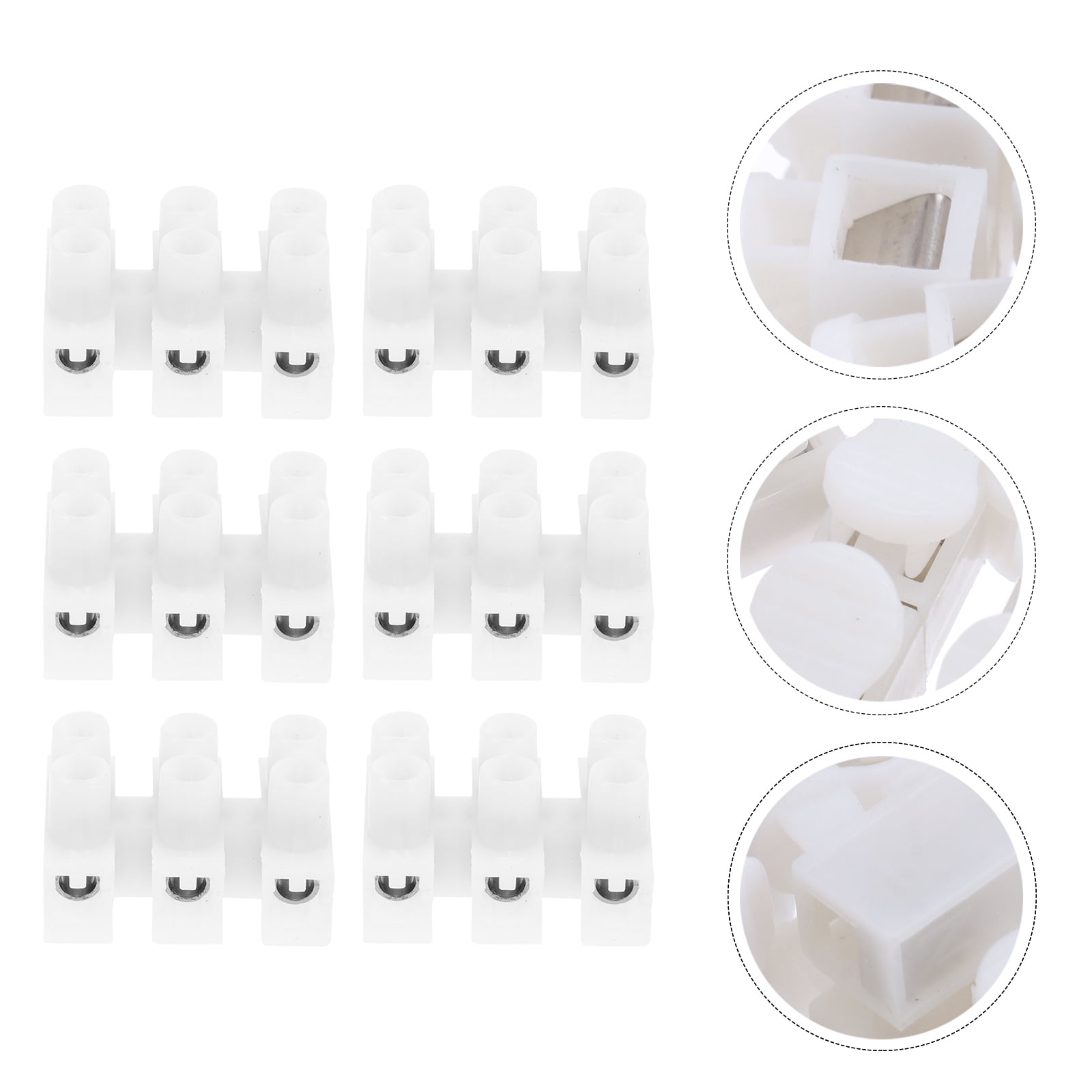 EXHUMKY 50Pcs White PP Terminal Strip Blocks for Cable Fixing and Connection 1.02X0.78X0.6In