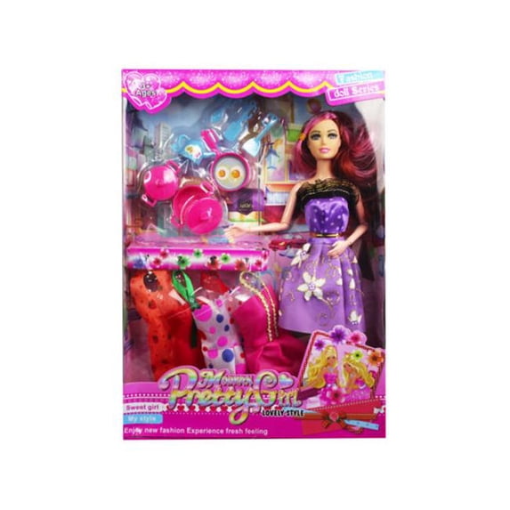 Kole Imports GE572-4 11 in. Moveable Joint Doll with Fashion & Home Accessories - Pack of 4