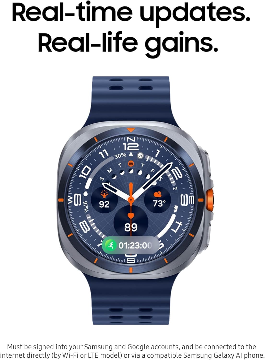 Samsung Galaxy Watch Ultra 47mm LTE Titanium Smart Watch, Titanium Silver, Gray Sport Band (2025)-International Version,