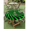 thumbnail image 4 of Outdoor Tablecloth with Umbrella Hole for Patio/Picnic/Party/Camping, Green Black Waterproof Table Cloth Round Cover Washable, Farmhouse Striped Spiral Vortex Abstract (Dia 60"), 4 of 9
