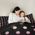 thumbnail image 4 of Manfei Cartoon Polka Dots 7-Piece Bedding Comforter Set,Cartoon French Style King Bedding Sets,Pink Black Bed Sheets For Children,Breathable Home Decor Reversible, 4 of 8