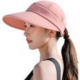 thumbnail image 3 of Sombrero de verano para mujer, protección UV, para playa, ciclismo, resistente al viento, con la parte superior vacía, extraíble, ala grande, 3 of 5