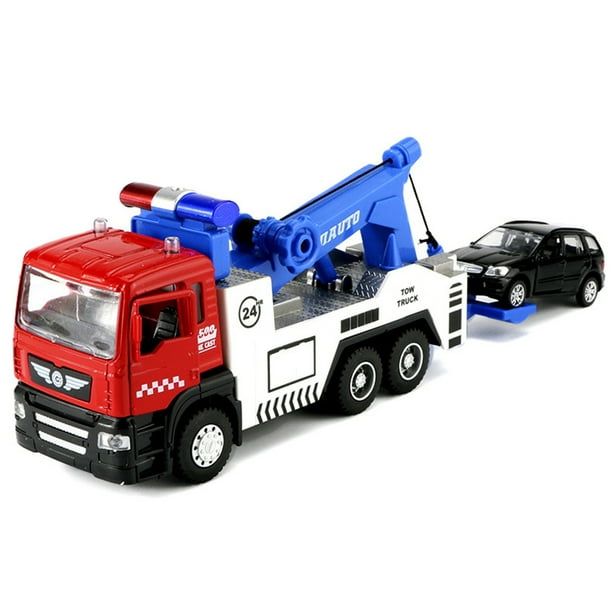 Kids Toy Tow Truck With Mini Car, Pull Back Cars Miniature Toy Truck
