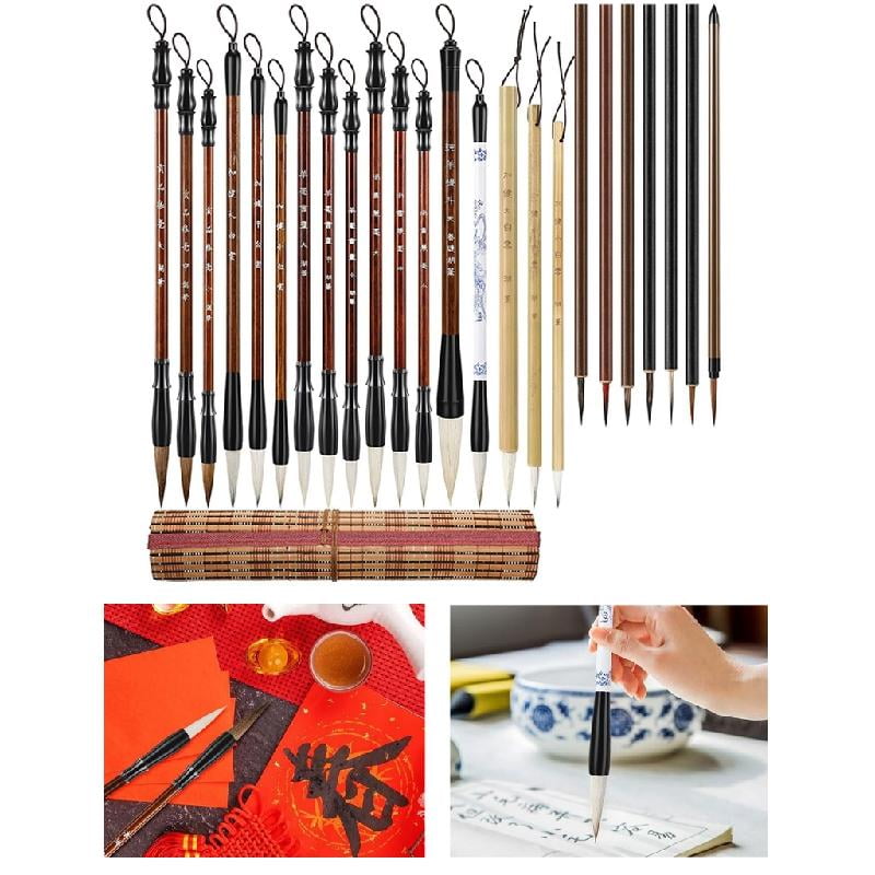 Tizuqe 24Pcs Traditional Chinese Calligraphy Brush Painting Brush Antithetical Couplet Writing Brush Watercolor Paint Brush