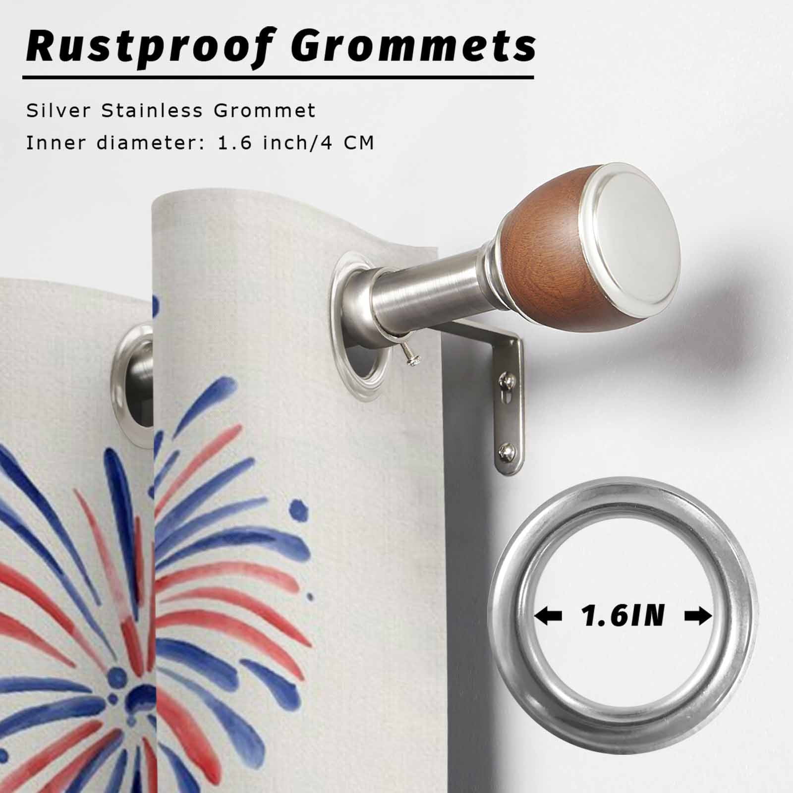 Independence Day Outdoor Curtains for Patio, Red Blue Gnome Floral Flag Fireworks Beige Sunshade Privacy Drapes Grommet Waterproof Outside Curtains for Porch/Cabana/Balcony 54"x 108", 1 Panel