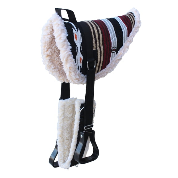Horse Western Treeless Faux Fur Padded Serape Acrylic Bareback Pad Stirrups 39212